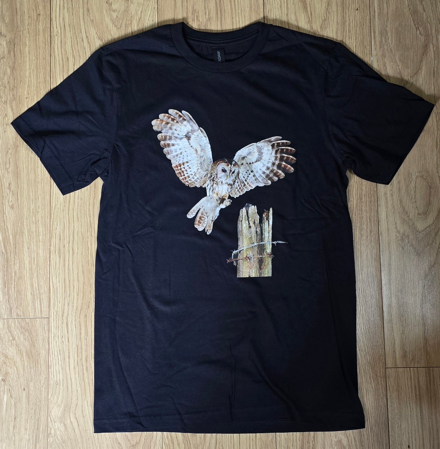 Luxury 100% cotton soft touch digitally printed Tawny Owl T-shirt in unisex Size small, medium or large. Unique T-shirt printed with my own photography