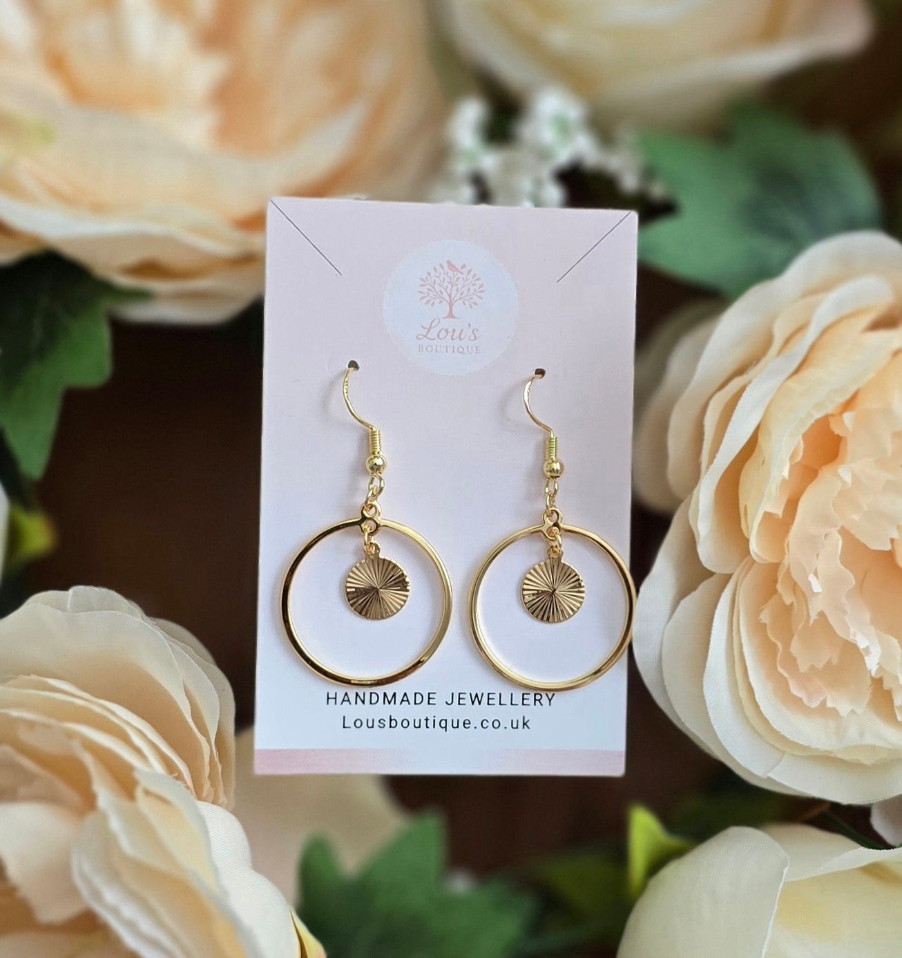Handmade 14k gold chic stylish circle dangle drop earrings | summer statement | light weight earrings | gift for her |