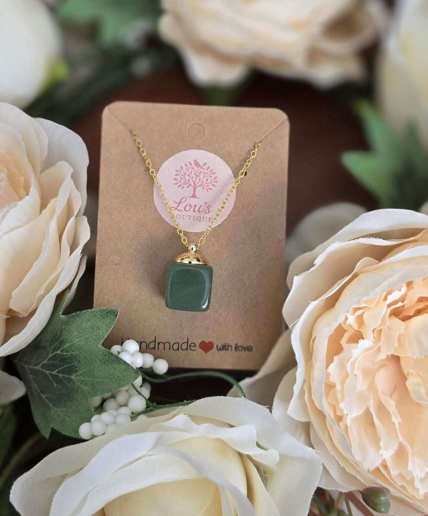 Handmade Green Aventurine crystal necklace | sterling silver and gold | powerful healing necklace | real genuine crystals | courage strength