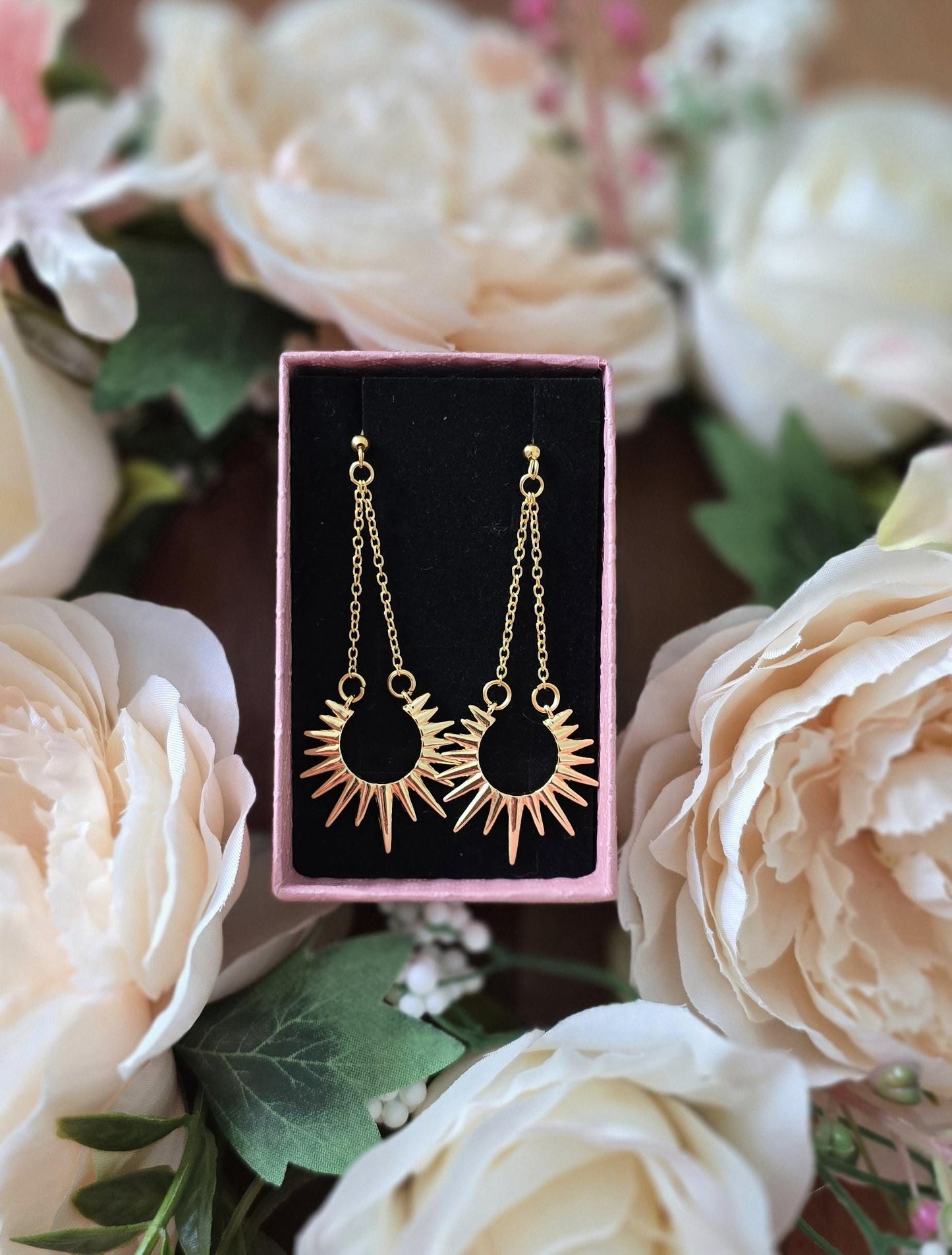 Handmade 14k gold star burst sun earrings and/or necklace | summer statement set | light weight earrings | gift for her | whimsical boho
