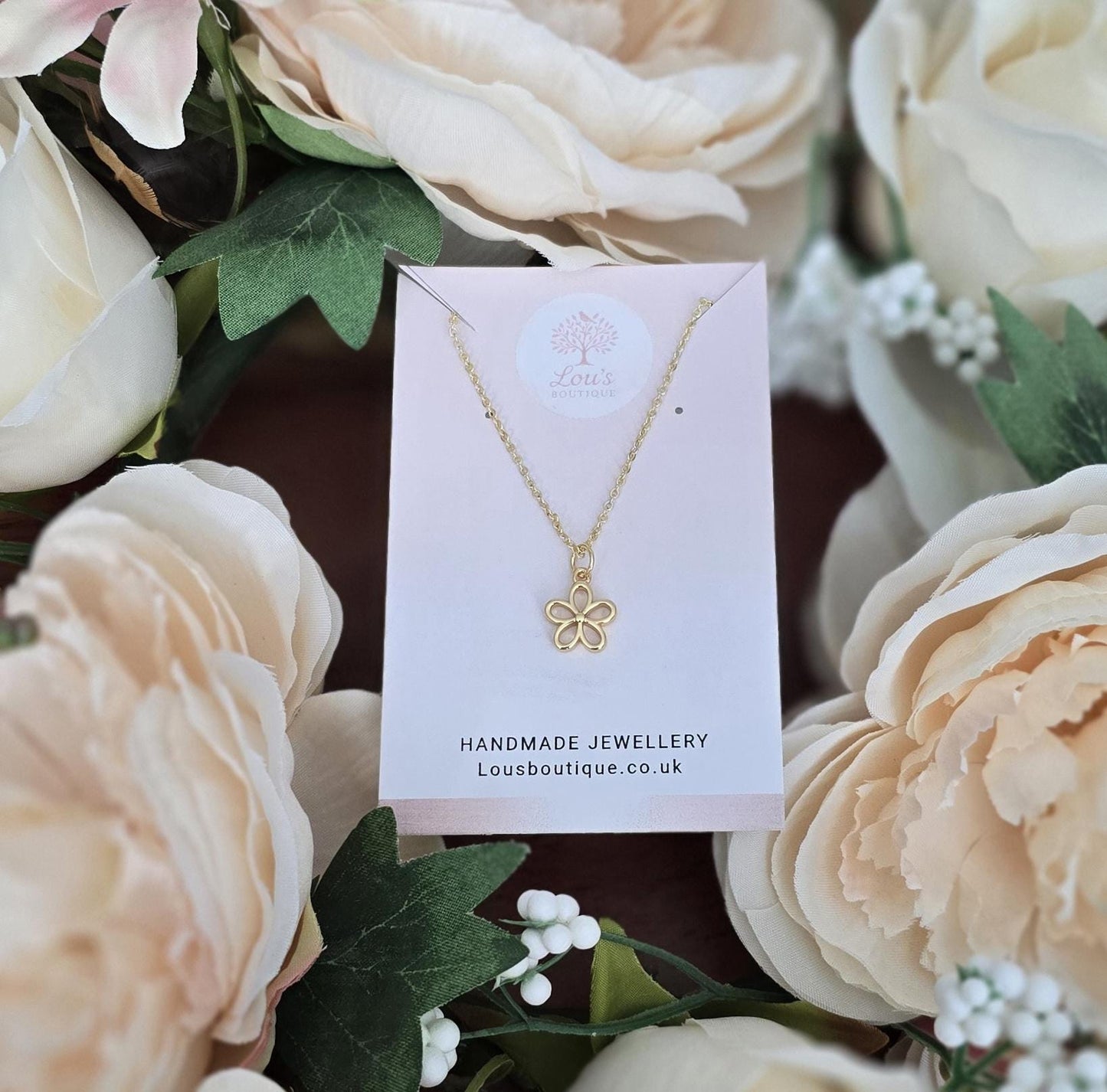 Handmade 18k Gold Daisy Earrings and/or Necklace Set | Boho floral Jewellery
