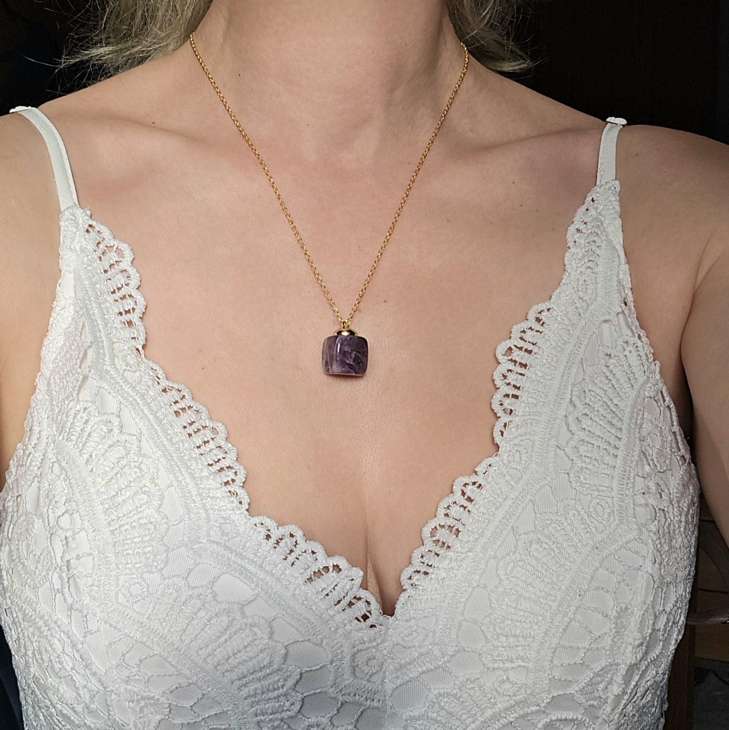 Handmade Amethyst crystal necklace | sterling silver & gold | powerful healing necklace | reduce negative energy, mental clarity Intuition