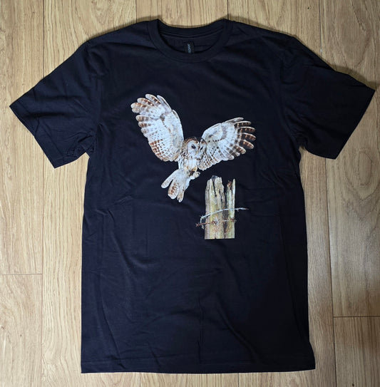 Luxury 100% cotton soft touch digitally printed Tawny Owl T-shirt in unisex Size small, medium or large. Unique T-shirt printed with my own photography