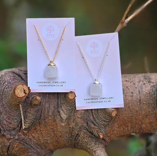 Handmade Clear Quartz real crystal necklace | sterling silver and gold | powerful healing necklace | Increase energy, emotional healing
