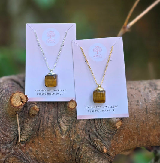 Handmade Tigers Eye real crystal necklace | sterling silver and gold | powerful healing necklace | Increase self confidence & mental clarity