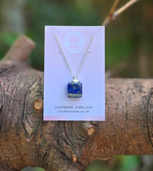 Handmade Lapis Lazuli real crystal necklace | sterling silver | powerful healing necklace | truth, wisdom & spiritual connection