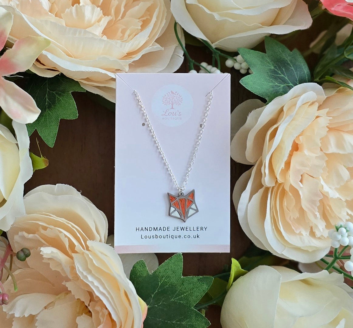 Handmade silver red fox necklace or earrings | gift for her | bold summer statement | Polymer clay nature lovers animal jewellery