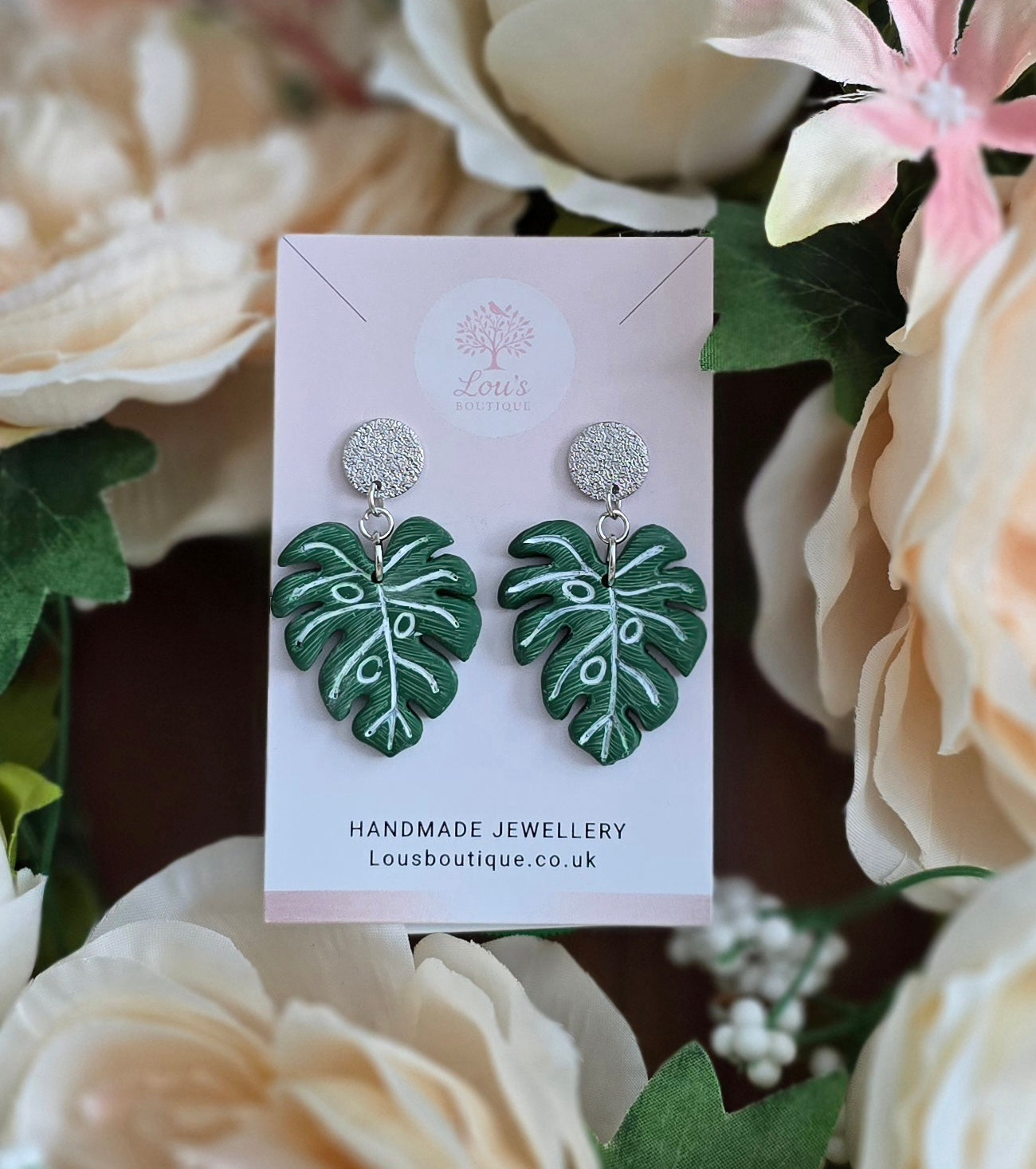 Handmade botanical leaf sterling silver or gold dangle stud earrings | nature inspired | lightweight earrings | gift for her |Polymer clay