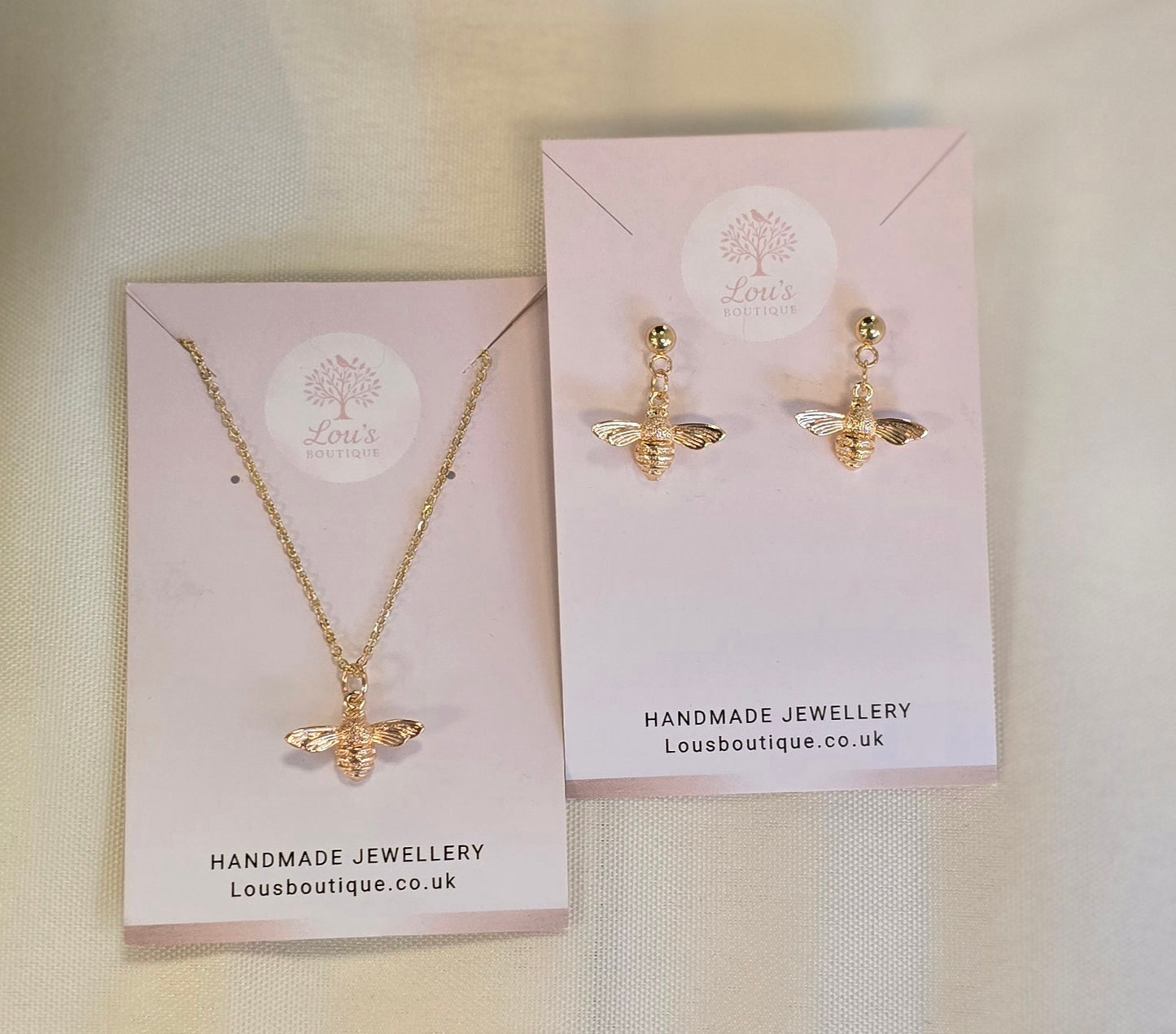 Handmade 18k gold bee earrings and/or necklace, nature animal earrings