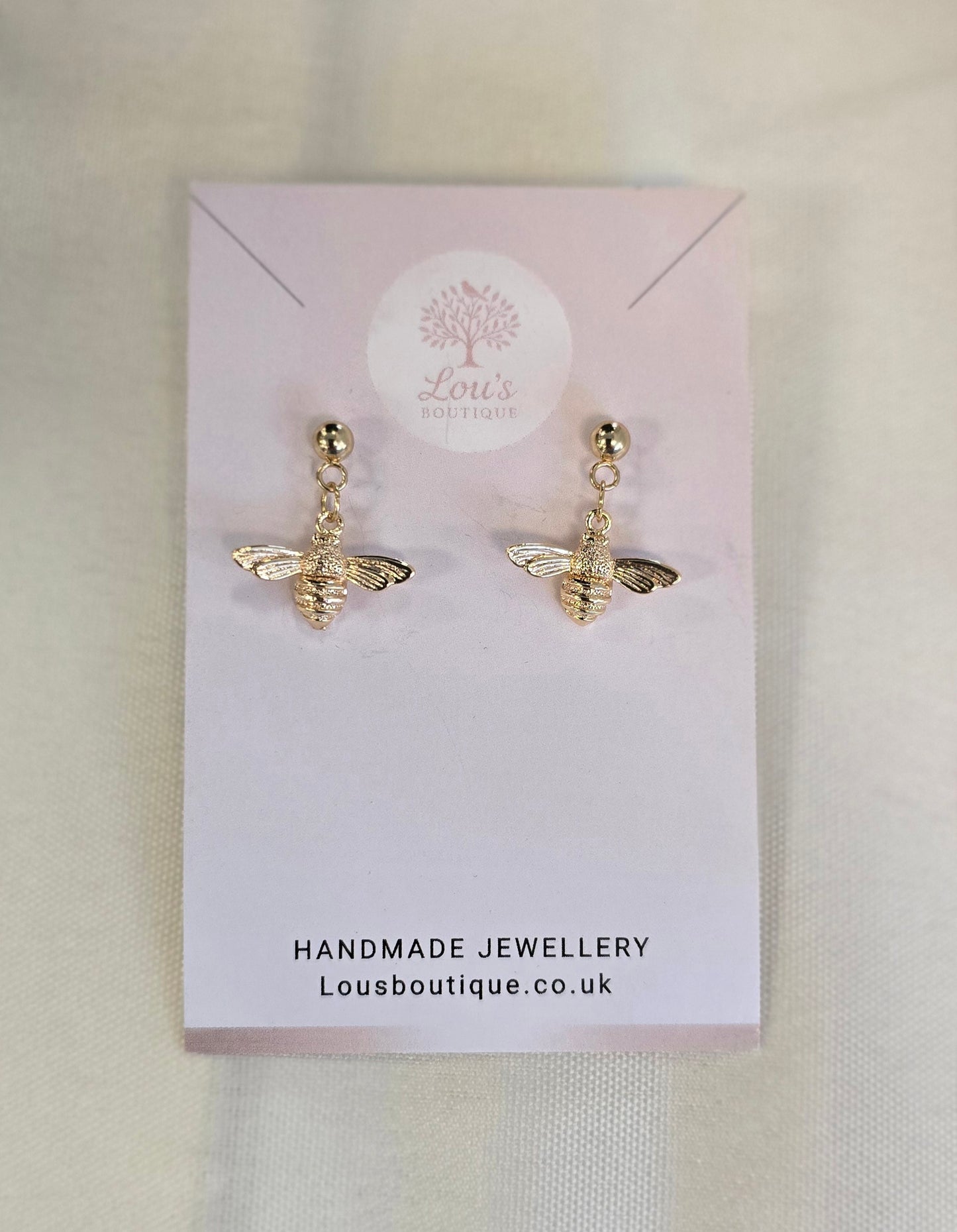 Handmade 18k gold bee earrings and/or necklace, nature animal earrings
