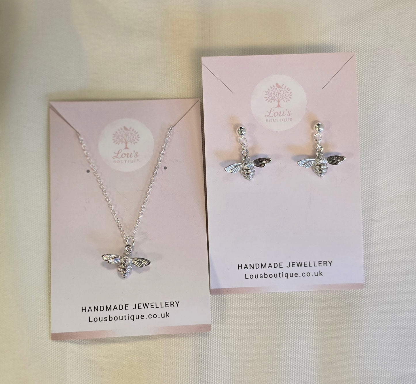 Handmade bee earrings and/or necklace, nature animal earrings, silver plated