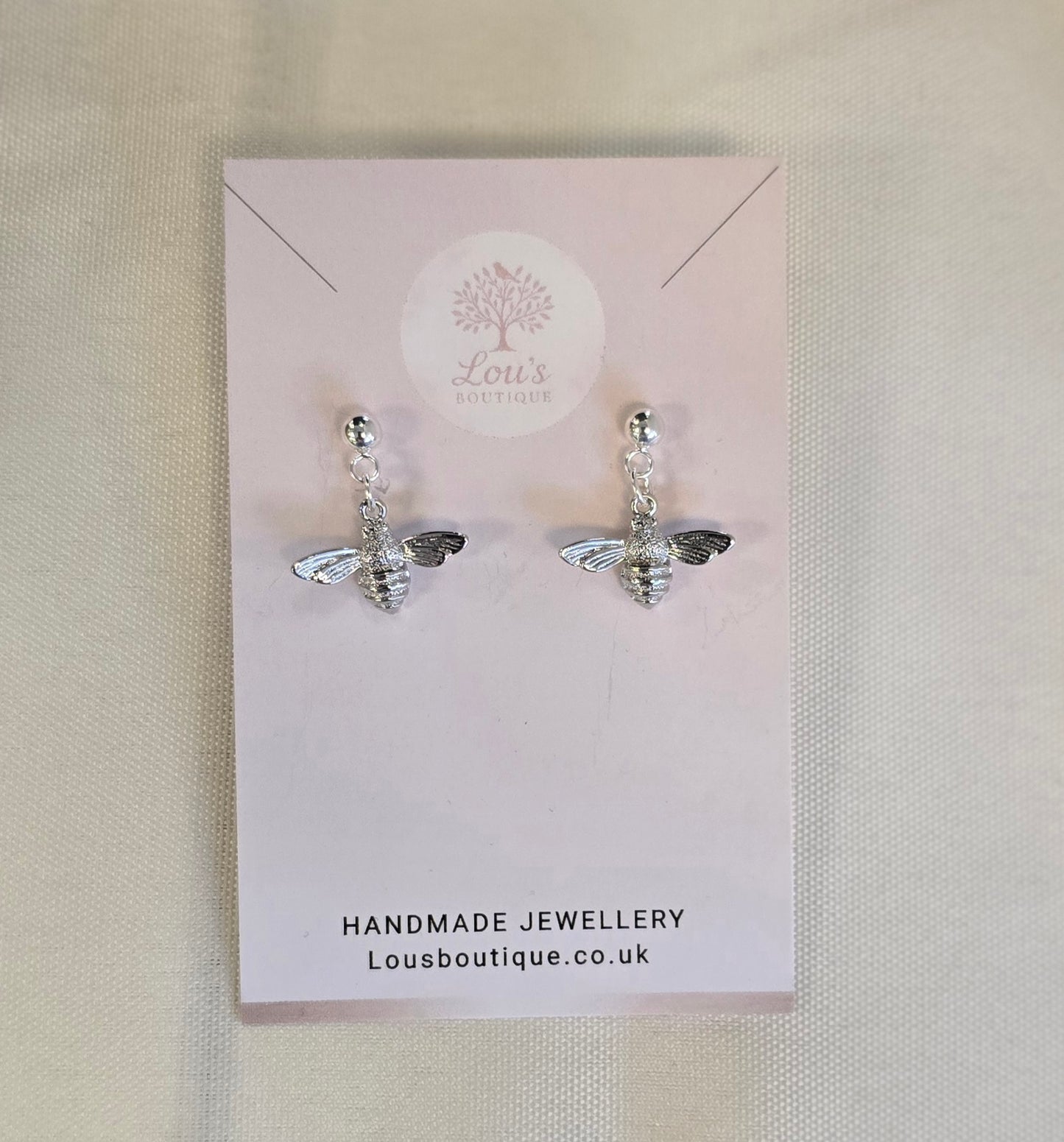 Handmade bee earrings and/or necklace, nature animal earrings, silver plated