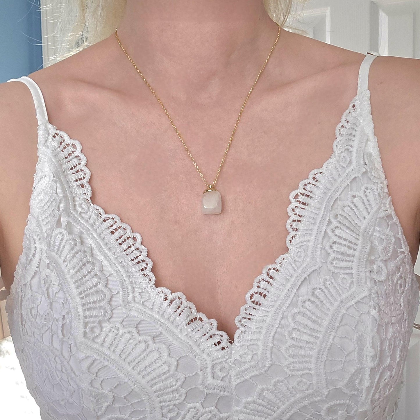 Handmade Clear Quartz real crystal necklace | sterling silver and gold | powerful healing necklace | Increase energy, emotional healing