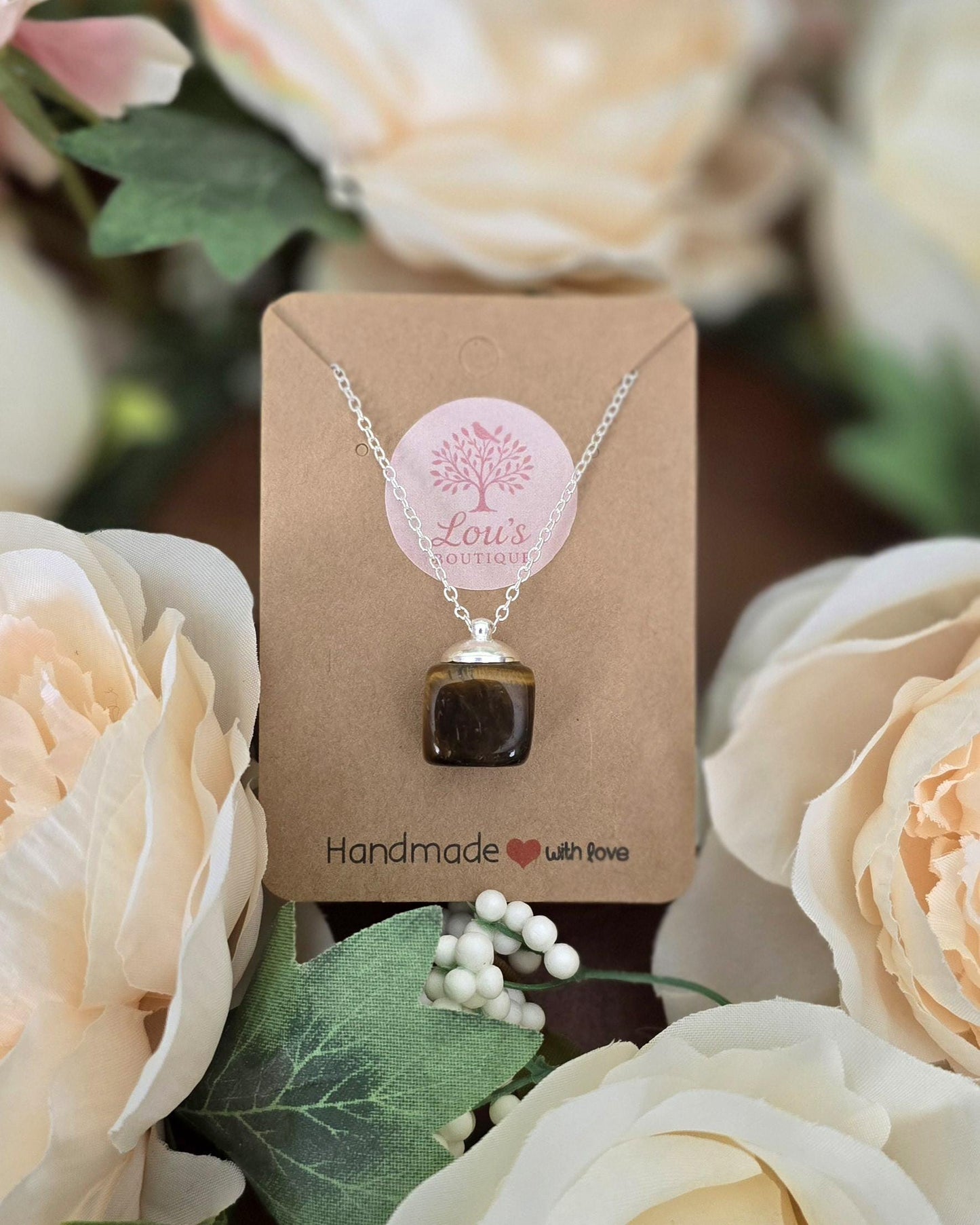 Handmade Tigers Eye real crystal necklace | sterling silver and gold | powerful healing necklace | Increase self confidence & mental clarity