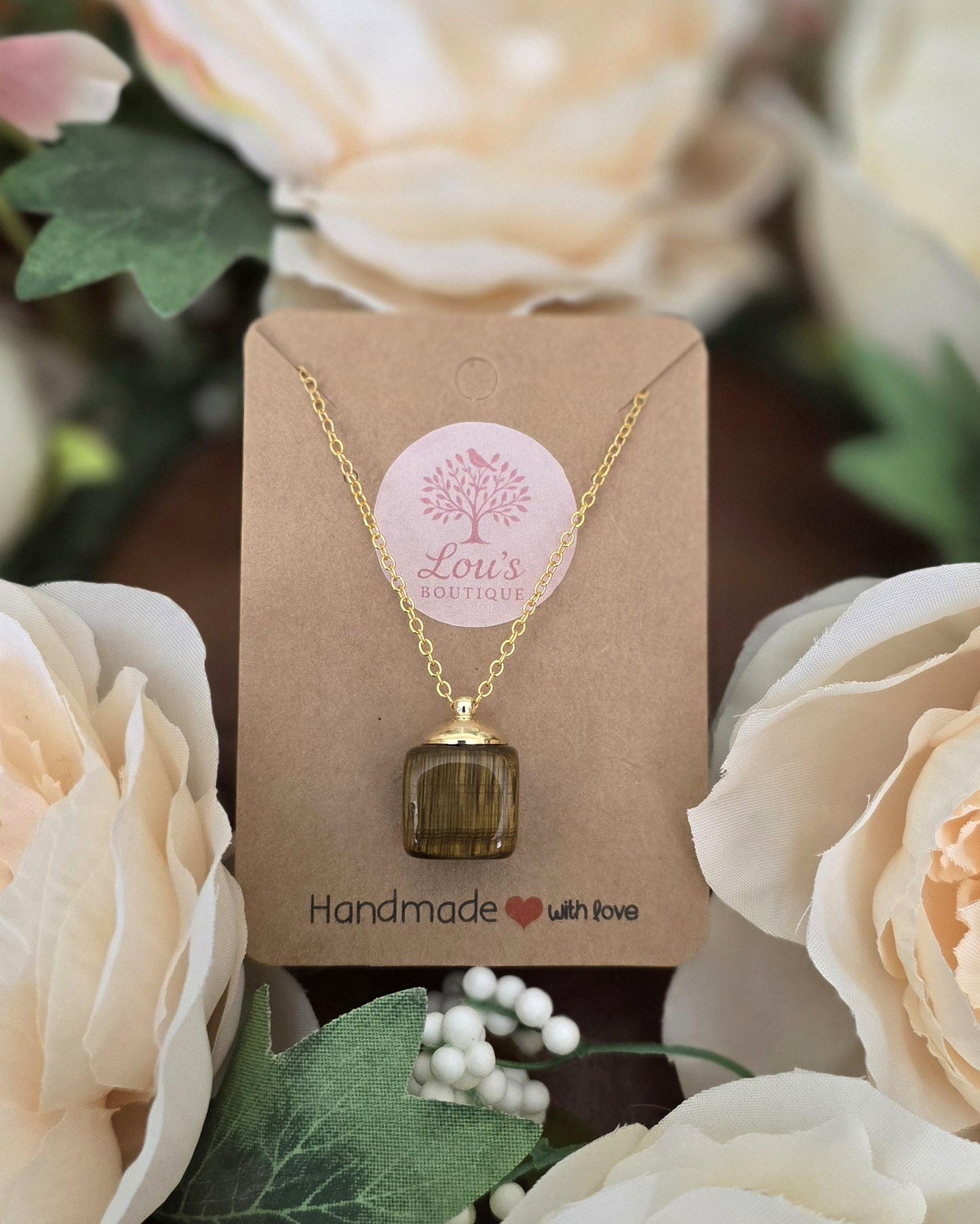 Handmade Tigers Eye real crystal necklace | sterling silver and gold | powerful healing necklace | Increase self confidence & mental clarity
