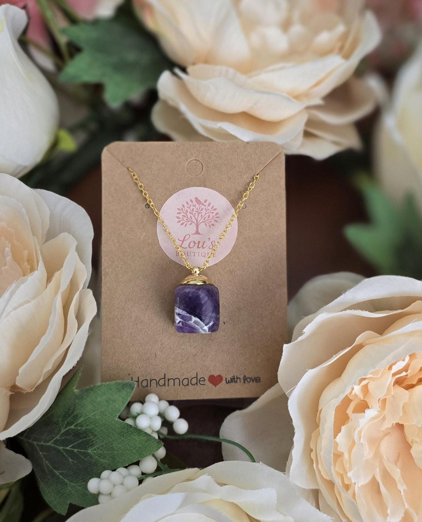 Handmade Amethyst crystal necklace | sterling silver & gold | powerful healing necklace | reduce negative energy, mental clarity Intuition