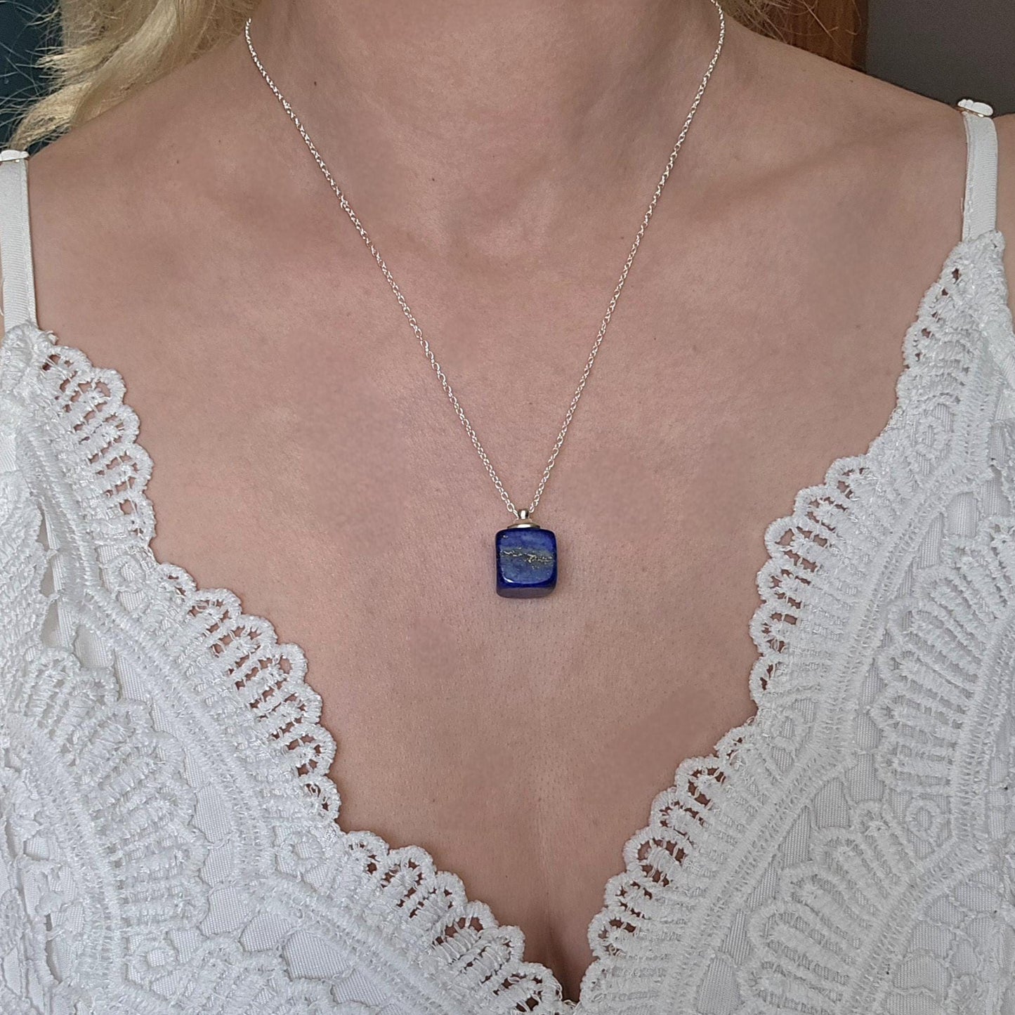 Handmade Lapis Lazuli real crystal necklace | sterling silver | powerful healing necklace | truth, wisdom & spiritual connection