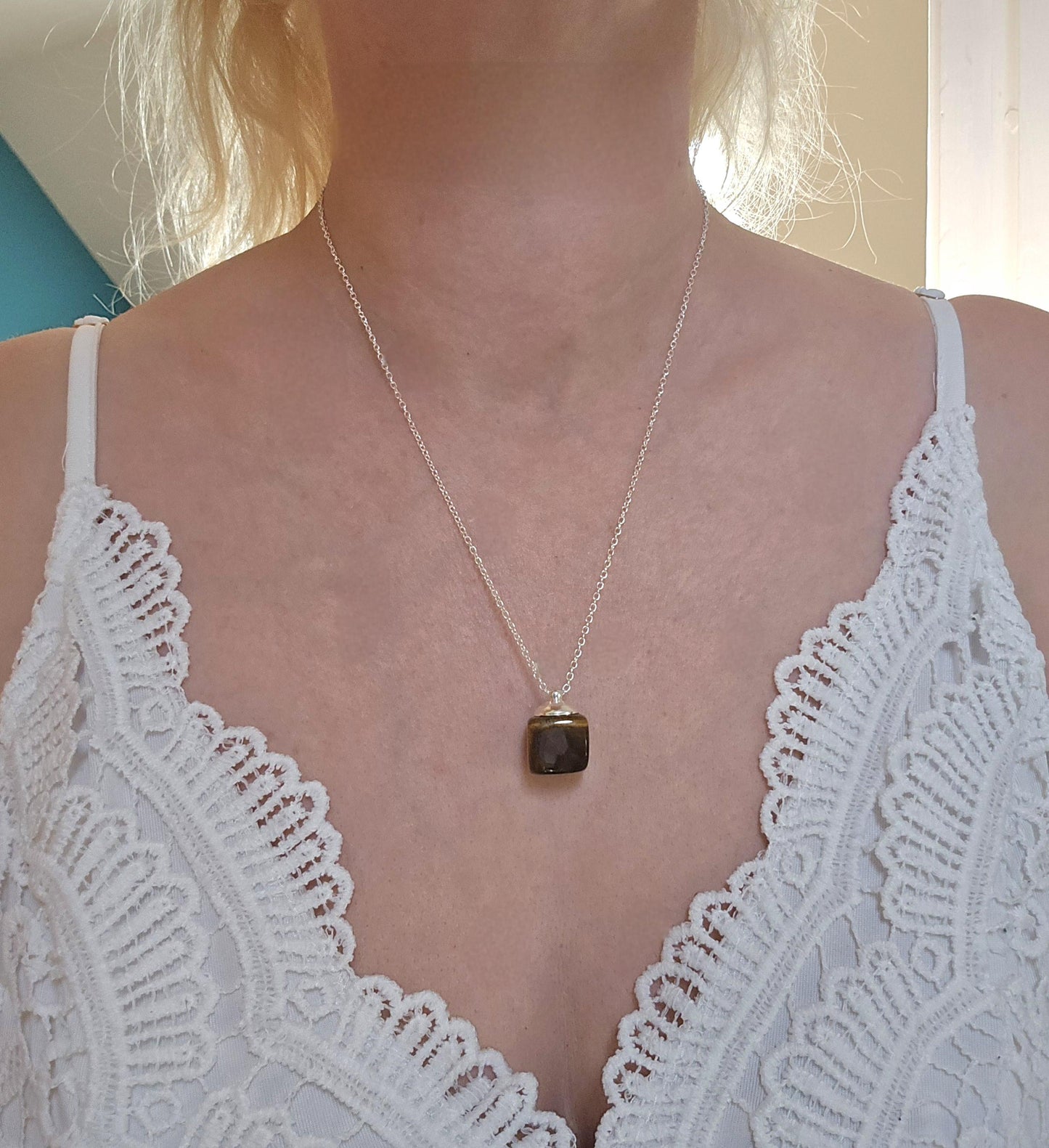 Handmade Tigers Eye real crystal necklace | sterling silver and gold | powerful healing necklace | Increase self confidence & mental clarity