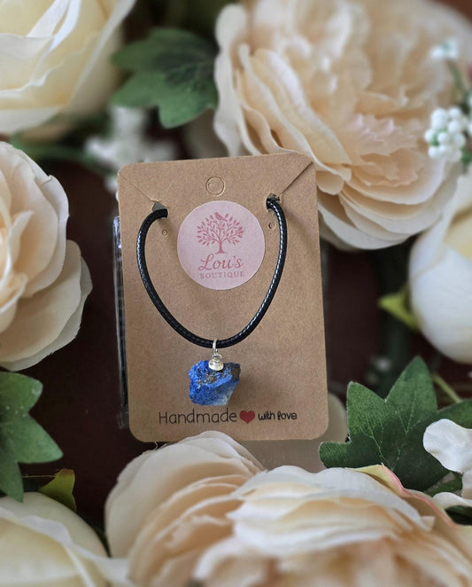 Handmade Raw Lapis Lazuli mens crystal necklace | sterling silver | healing powerful necklace | truth, wisdom, enlightment | for him