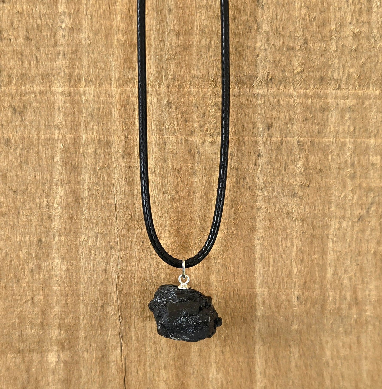 Handmade Raw Black Tourmaline crystal mens necklace | sterling silver | healing powerful necklace | reduce anxiety, stress, grounding | for him