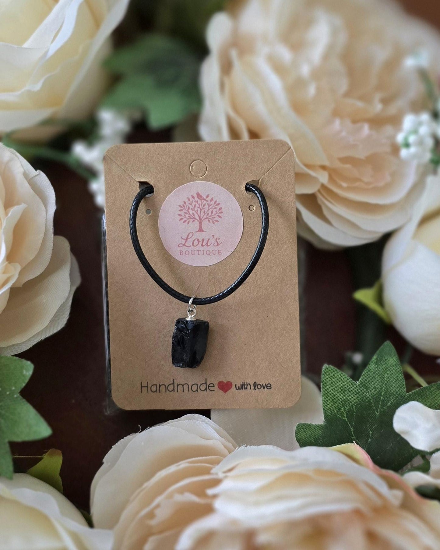 Handmade Raw Obsidian mens crystal necklace | sterling silver | healing powerful necklace | reduce anxiety, stress, grounding | for him