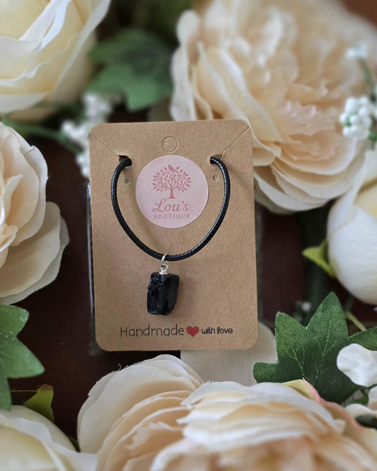 Handmade Raw Obsidian mens crystal necklace | sterling silver | healing powerful necklace | reduce anxiety, stress, grounding | for him