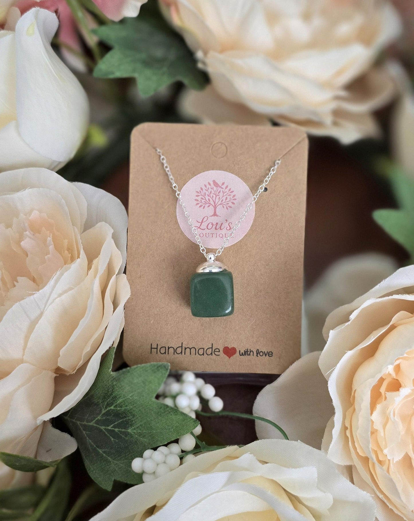 Handmade Green Aventurine crystal necklace | sterling silver and gold | powerful healing necklace | real genuine crystals | courage strength