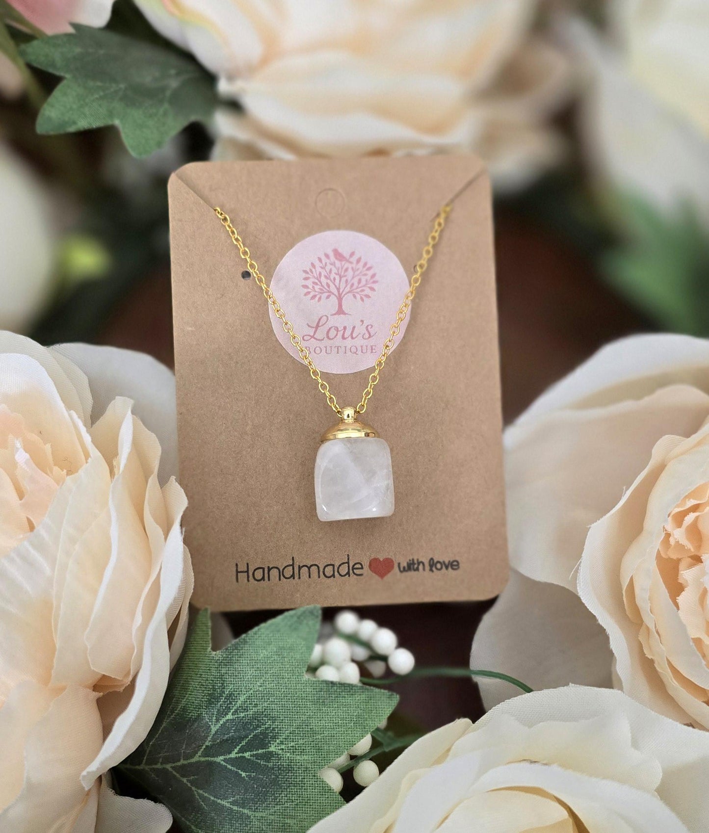 Handmade Clear Quartz real crystal necklace | sterling silver and gold | powerful healing necklace | Increase energy, emotional healing