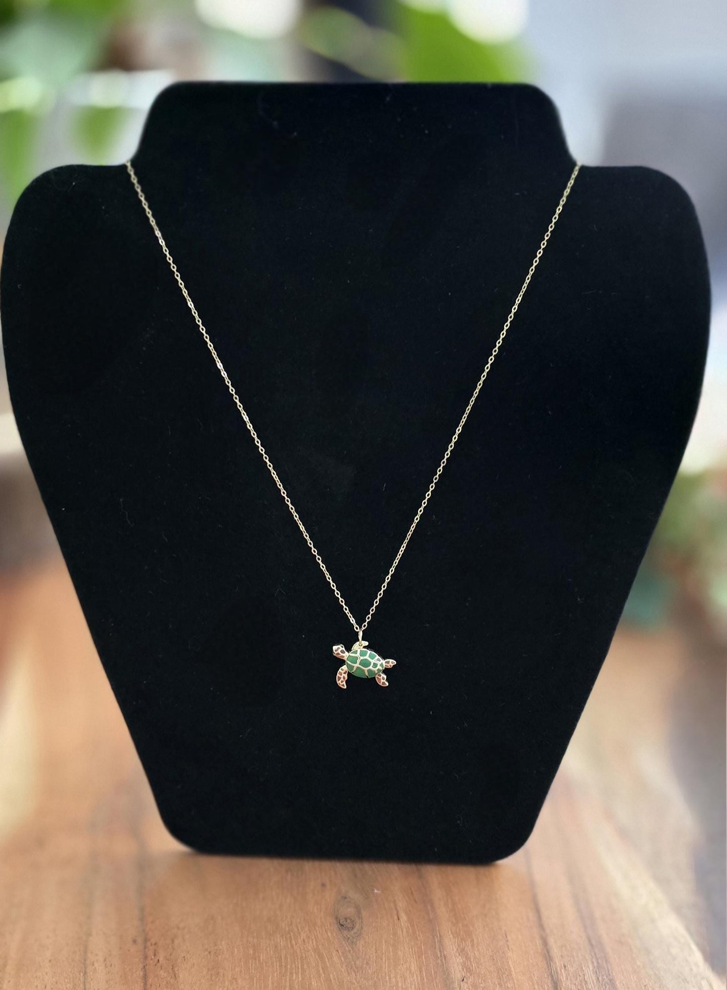 Handmade green turtle solid 925 sterling silver 14k gold plated necklace | animal nature necklace | Italian silver | longevity luck wisdom