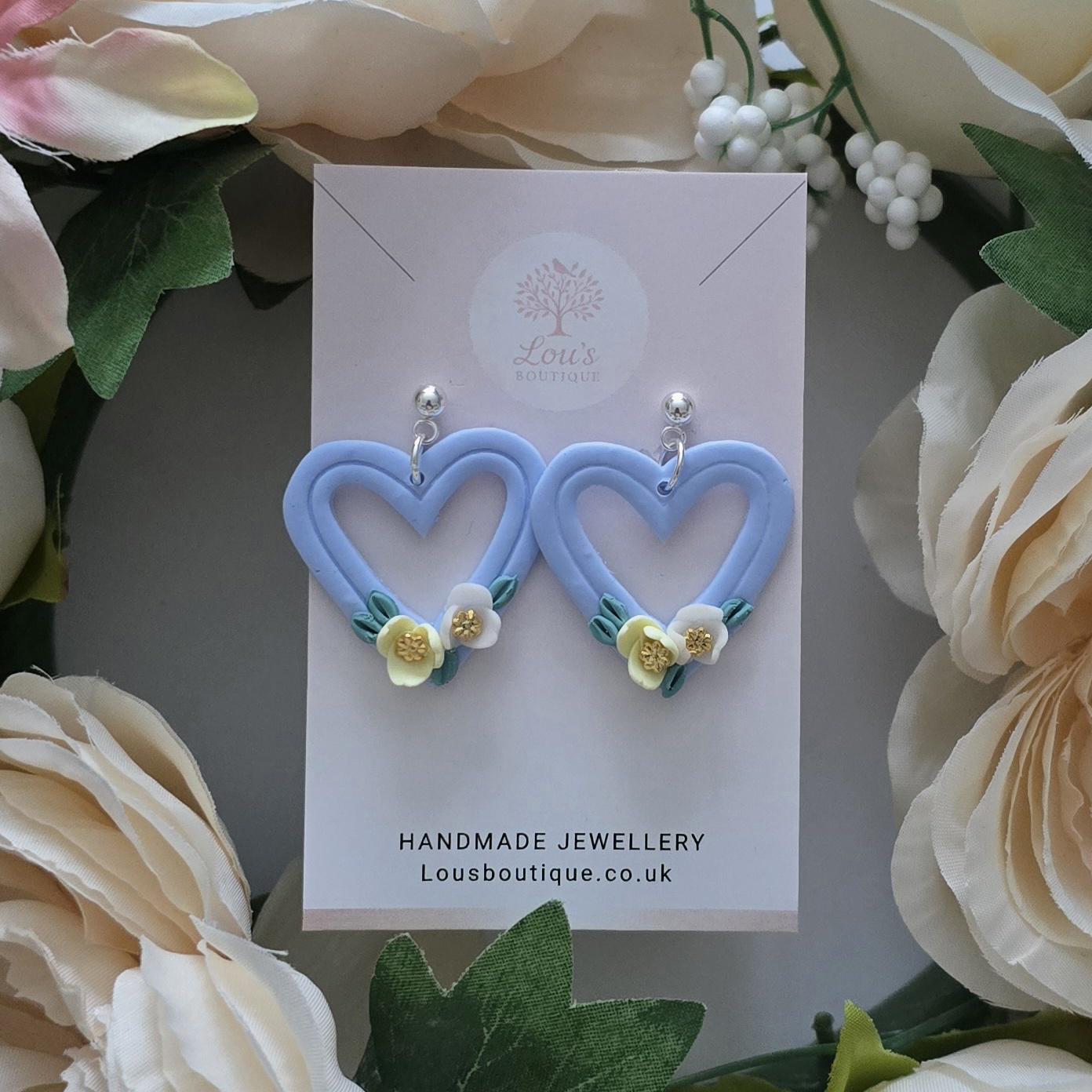 Handmade mothers day Polymer Clay Earrings, 18k Gold Plated, Hearts, Bows, rose, love
