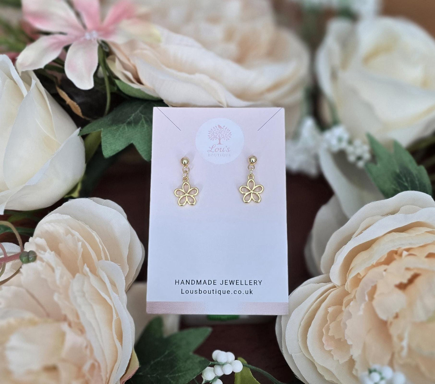Handmade 18k Gold Daisy Earrings and/or Necklace Set | Boho floral Jewellery
