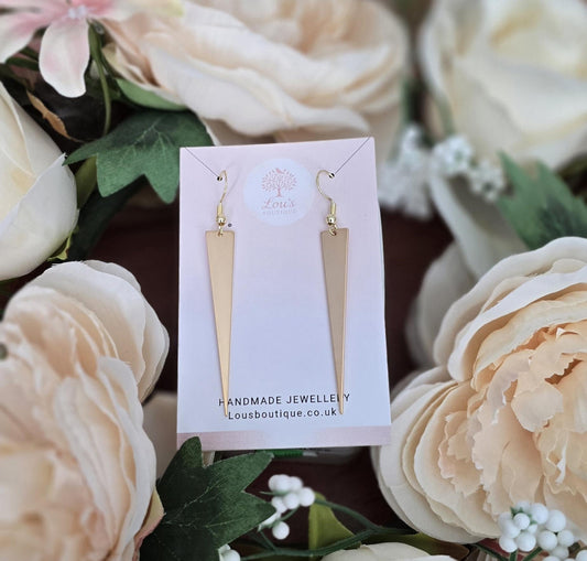 Handmade 18k Gold traingle shard chic Dangle Earrings