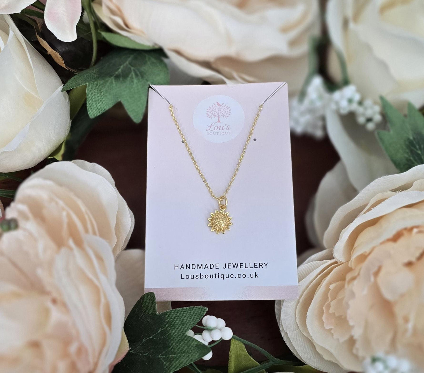 Handmade 18k Gold Sunflower Earrings and/or Necklace Set | Boho floral Jewellery