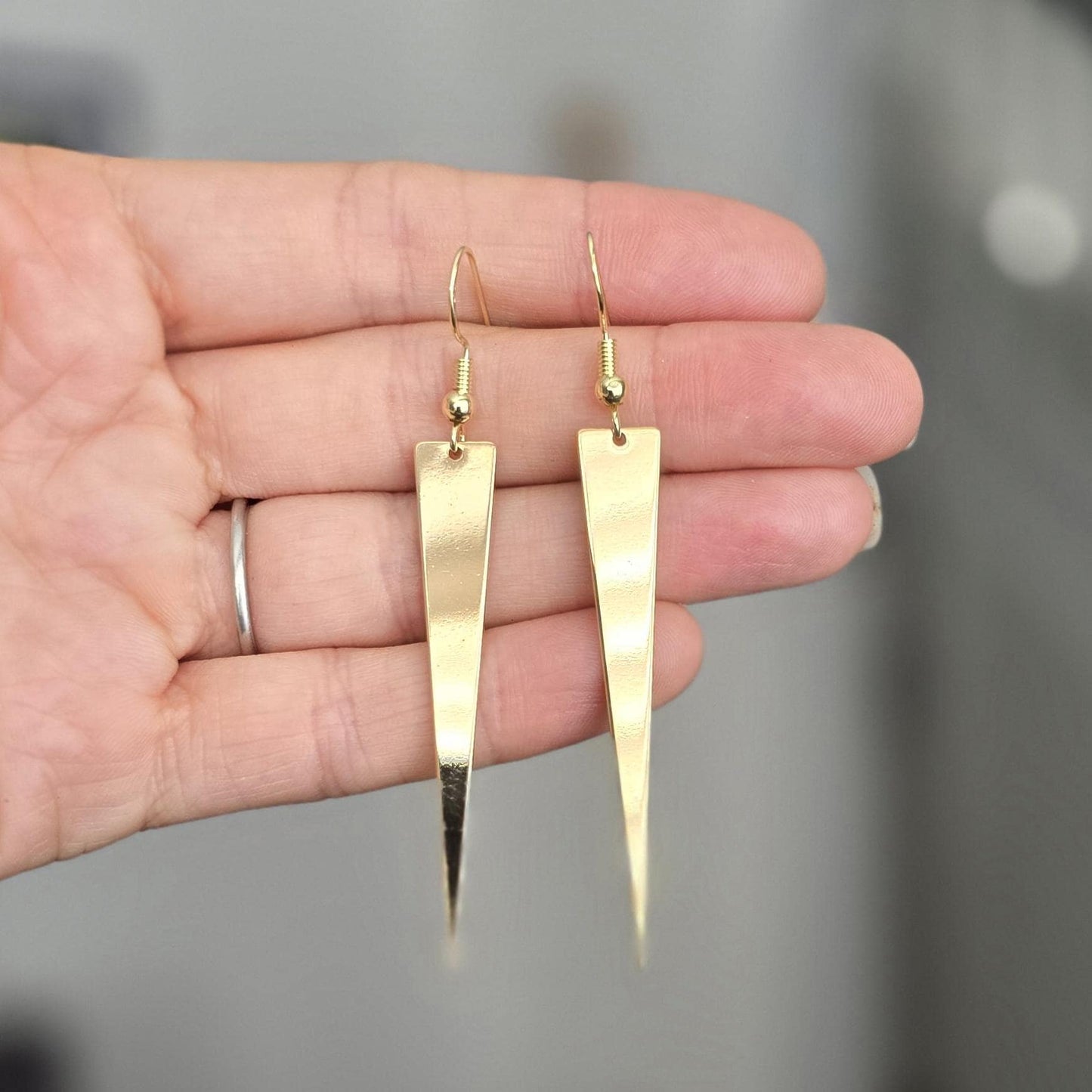 Handmade 18k Gold traingle shard chic Dangle Earrings