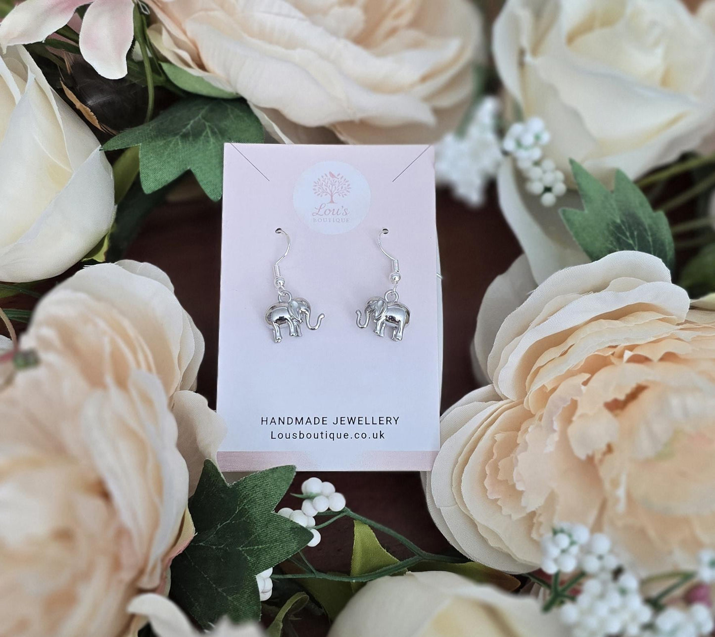 Handmade 18k Gold or silver Elephant Chic Dangle drop Earrings