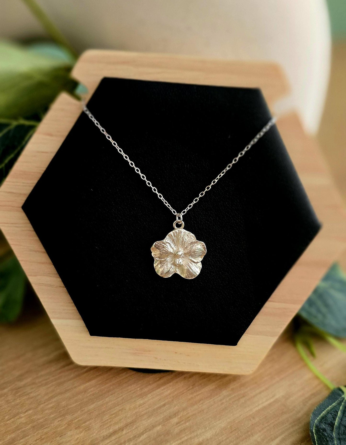 Handmade Solid Sterling Silver Orchid Necklace, 18inches, floral jewellery