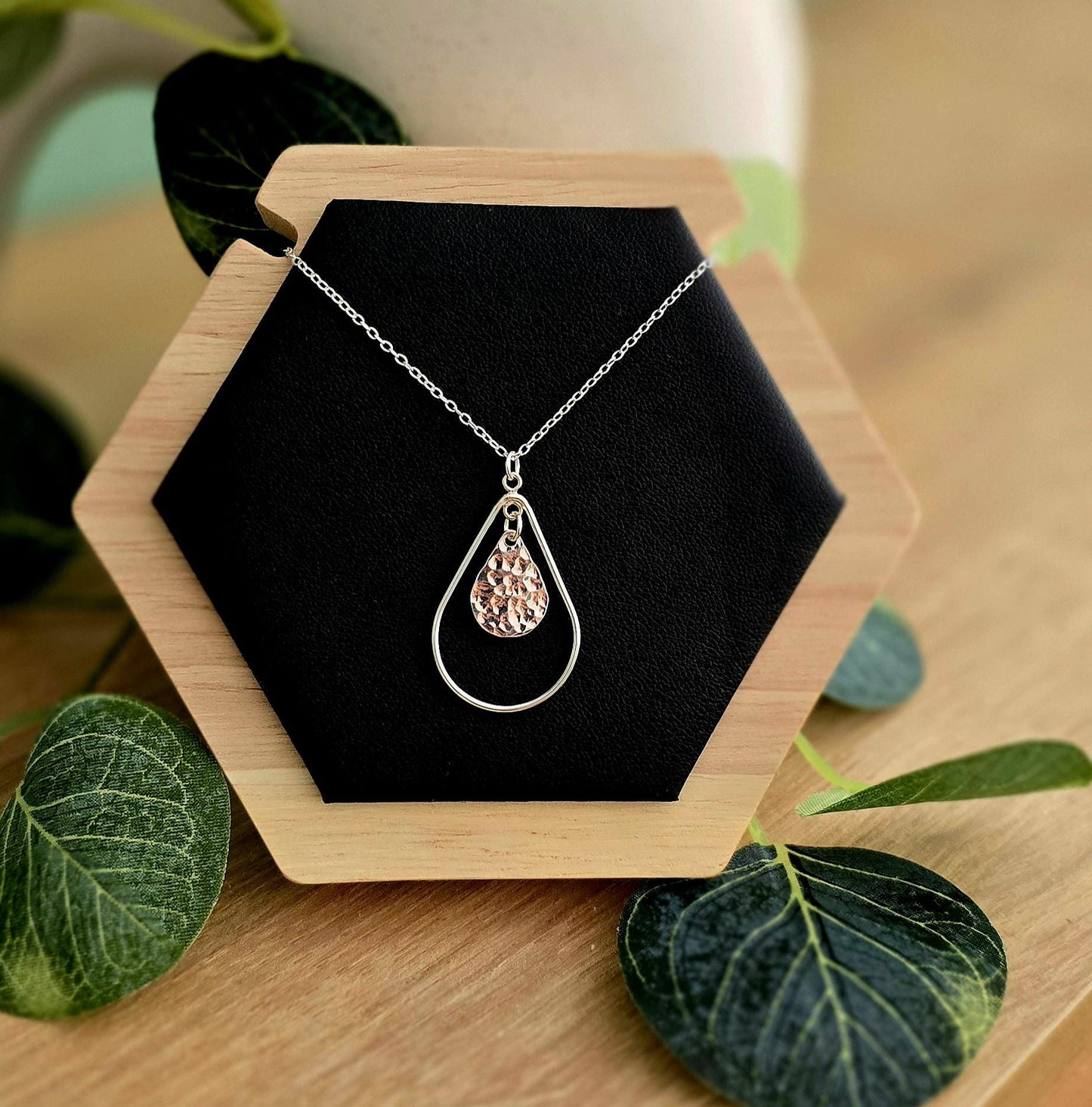 Handmade Solid Sterling Silver Double Teardrop Necklace, 18inches, classic jewellery