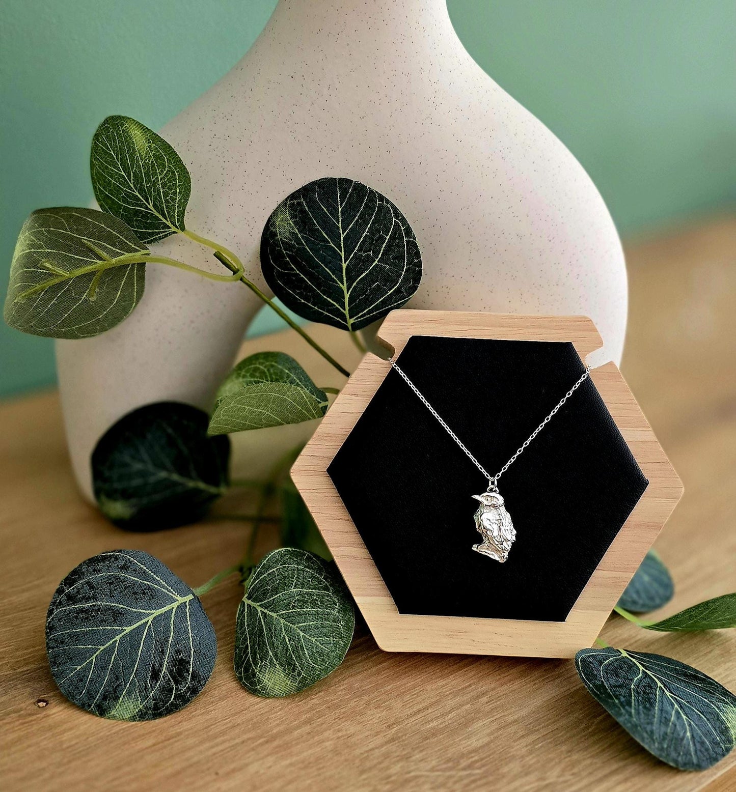 Handmade Solid Sterling Silver Kingfisher Necklace, 18inches, nature jewellery