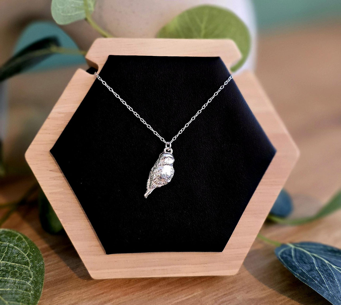 Handmade Solid Sterling Silver Blue Tit Necklace, 18inches, Bird Animal jewellery