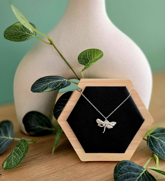 Handmade Solid Sterling Silver Dragonfly Necklace, 18inches, animal nature jewellery