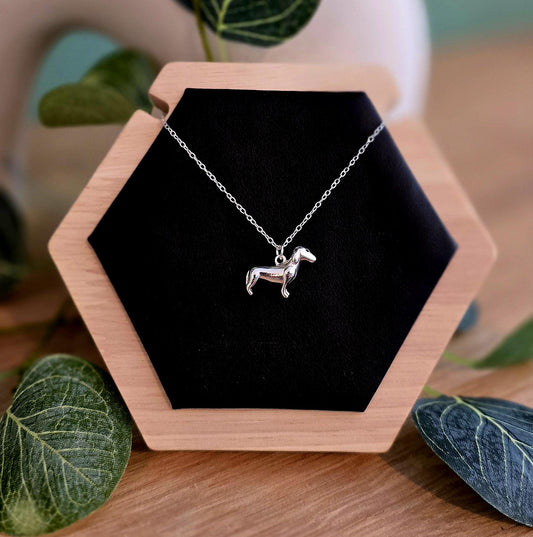 Handmade Solid Sterling Silver Dog Necklace, 18inches, floral jewellery