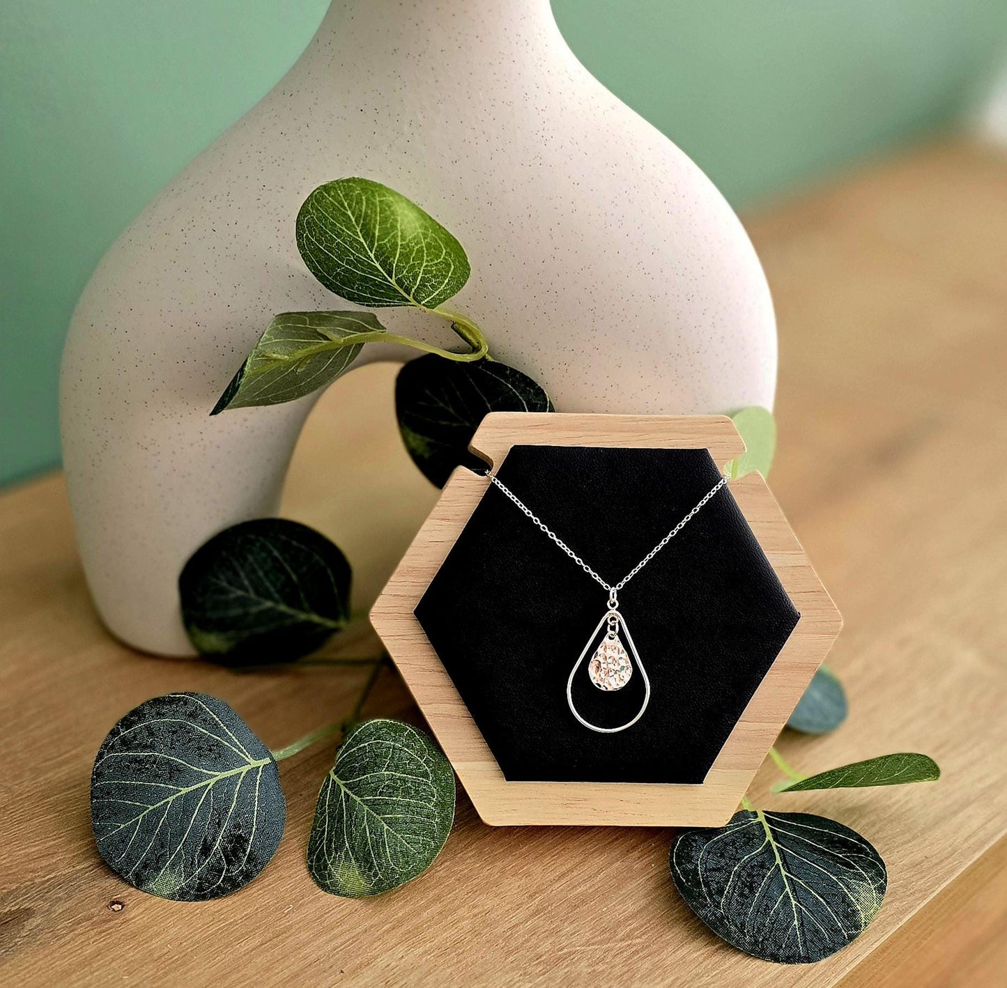 Handmade Solid Sterling Silver Double Teardrop Necklace, 18inches, classic jewellery