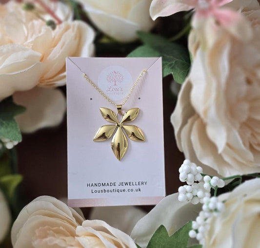 Handmade 18k Gold Plated geometric flower Necklace | Chic Boho Animal